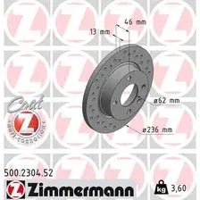 Тормозной диск ZIMMERMANN 500.2304.52 полный, перфорированный , передняя ось