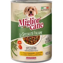 Консервированный корм для собак Miglior Cane Le Specialita Italiane Кусочки в соусе кур., помид., фасоль 405 г