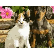 Набор алмазной вышивки Darvish Котенок и щенок / DV-9516-19