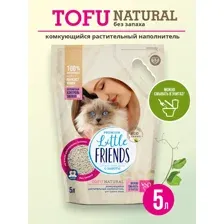 Наполнитель для кошачьего туалета "Little Friends Tofu Natural" растительный, без запаха, 5 л/2.5 кг