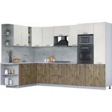 Готовая кухня Интерлиния Мила Лайт 1.88x3.2 левая (персидский жемчуг/дуб веллингтон/серый каспий)