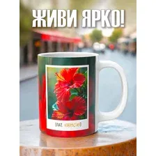Кружка с принтом. Гибискус
