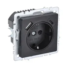 Розетка IEK Brite BR-R14-16-U22-018-K02 (черный)