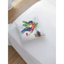 Чехол на подушку JoyArty Снегирь у кормушки sl_38409
