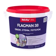 Краска акриловая FLAGMAN 38 обои, стены, потолок белая матовая 5 л