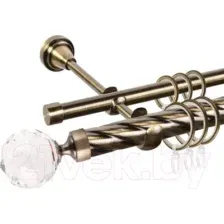 Карниз для штор АС ФОРОС Grace D16K/16Г + наконечники Кристалл (3м, антик)