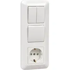 Блок выключатель+розетка Systeme (Schneider) Electric Прима BK2VR-008A-BI