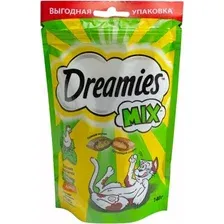 Лакомство для кошек Dreamies Mix с курицей и кошачьей мятой (140г)