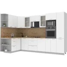 Готовая кухня Интерлиния Мила 1.68x3.2 левая (белый платинум/белый платинум/дуб бунратти)