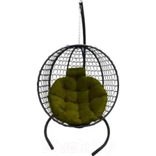 Кресло подвесное Craftmebelby Кокон Круглый Премиум (черный/зеленый)