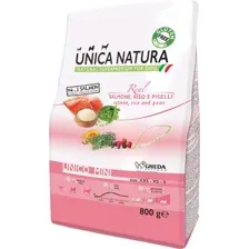 Сухой корм для собак Unica Natura Unico Mini с лососем, рисом и горохом 800 г