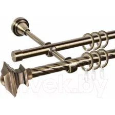 Карниз для штор АС ФОРОС Grace D16K/16Г + наконечники Верди (2м, антик)