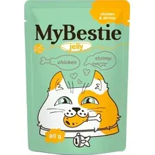 Пресервы MyBestie Пауч мясо Курицы и Креветки в желе (80 г)