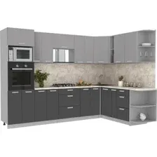 Готовая кухня Интерлиния Мила Лайт 1.88x3.0 правая (серебристый/антрацит/малага)