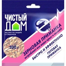 Средство для борьбы с вредителями Чистый дом Зерновая приманка от крыс и мышей (200гр)