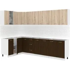 Готовая кухня Кортекс-мебель Корнелия Лира 1.5x2.9 без столешницы (дуб сонома/венге)
