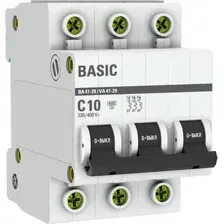Выключатель автоматический EKF ВА 47-29 3P 10A (C) 4.5кА mcb4729-3-10C