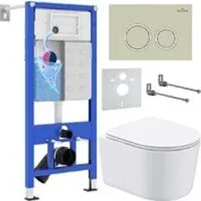 Унитаз подвесной Roxen Simple Compact в комплекте с инсталляцией StounFix Dual Fresh 6 в 1 966278 (к