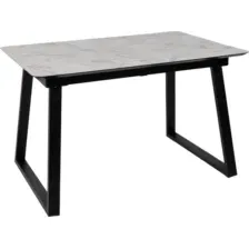 Кухонный стол Lepremo AV 1208 HPL+МДФ раздвижной 1200-1600x800 (виктори натуральный/черный)