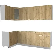 Готовая кухня Интерлиния Мила 12x24 без столешницы (дуб золотой)