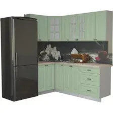 Готовая кухня Интерлиния Мила Деко 1.2x2.1 (мята/травертин серый)