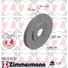 Тормозной диск ZIMMERMANN 100.1235.20 вентилируемый , передняя ось