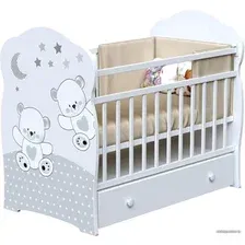 Классическая детская кроватка VDK Funny Bears маятник и ящик (белый)