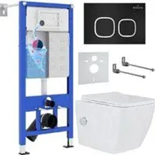 Унитаз подвесной Roxen Cube Bidet One Rimless 6 в 1 StounFix Dual Fresh 546731 (кнопка: черный матов