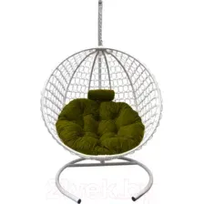 Кресло подвесное Craftmebelby Кокон Круглый Премиум (белый/зеленый)