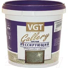 Защитно-декоративный состав VGT Gallery Лессирующий (900г, полупрозрачный серебристо-белый)