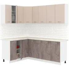 Готовая кухня Кортекс-мебель Корнелия Лира 1.5x2.1 (капучино/оникс/королевский опал)