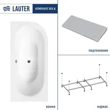 Ванна Lauter Bliss 160 L 21201061L (с каркасом и серым подголовником)