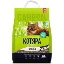 Наполнитель для кошачьего туалета, "Котяра", комкующ.,с активированным углем,20л,8.4 кг