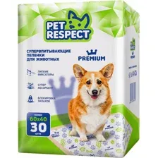 Пеленки для собак Pet Respect Premium, 60x40 см, 30 шт