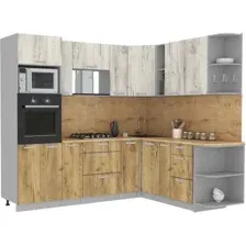 Готовая кухня Интерлиния Мила Лайт 1.88x2.4 правая (дуб белый/дуб золотой/дуб бунратти)