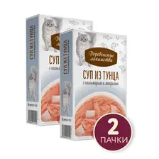 Влажный корм для кошек Деревенские лакомства Суп из тунца с кальмаром и макрелью (4x35г)