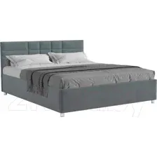 Двуспальная кровать Mebel-Ars Нью-Йорк 160 (велюр серо-синий/НВ-178/26)