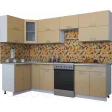Готовая кухня Интерлиния Мила Gloss 60-12x28 (капучино глянец)