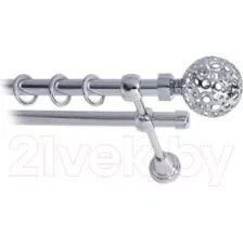 Карниз для штор Lm Decor Ажур 095 2р гладкий 25/16мм (хром, 2.4м)