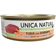 Влажный корм для кошек Unica Natura тунец с креветками (70г)