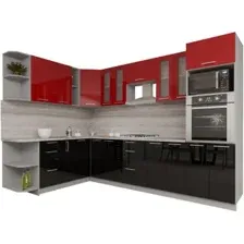 Готовая кухня Интерлиния Мила Gloss 1.88x3.0 левая (красный-черный)