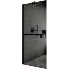 Душевая стенка MaybahGlass 119x195 / MGD-717-6ш (графитовое стекло/черный)