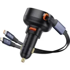 Зарядное устройство автомобильное Baseus Enjoyment Pro U+Retractable C 60W / C00057802111-02 (черный)