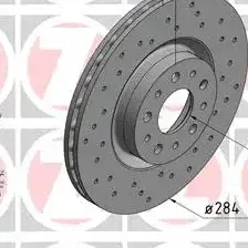 Тормозной диск ZIMMERMANN 110.2207.52 вентилируемый, перфорированный , передняя ось