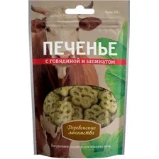 Печенье с говядиной и шпинатом "Деревенские лакомства" для собак 100г