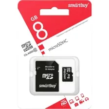 Карта памяти Smartbuy micro SDHC, Сlass 10, с адаптером, 8GB