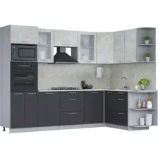 Готовая кухня Интерлиния Мила 1.68x2.8 правая (бетон лайт/антрацит/опал светлый)