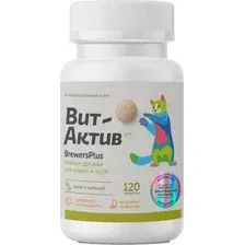 Витамины для животных Фармавит Вит-Актив BrewersPlus К-П Пивные дрожжи для кошек и котят (120таб)