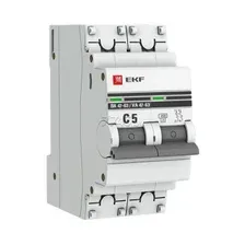 Автоматический выключатель EKF PROxima ВА 47-63 2P 5А C 4,5кА (mcb4763-2-05C-pro)