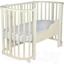 Детская кроватка INDIGO Baby Lux 3 в 1 (слоновая кость/белые стойки)